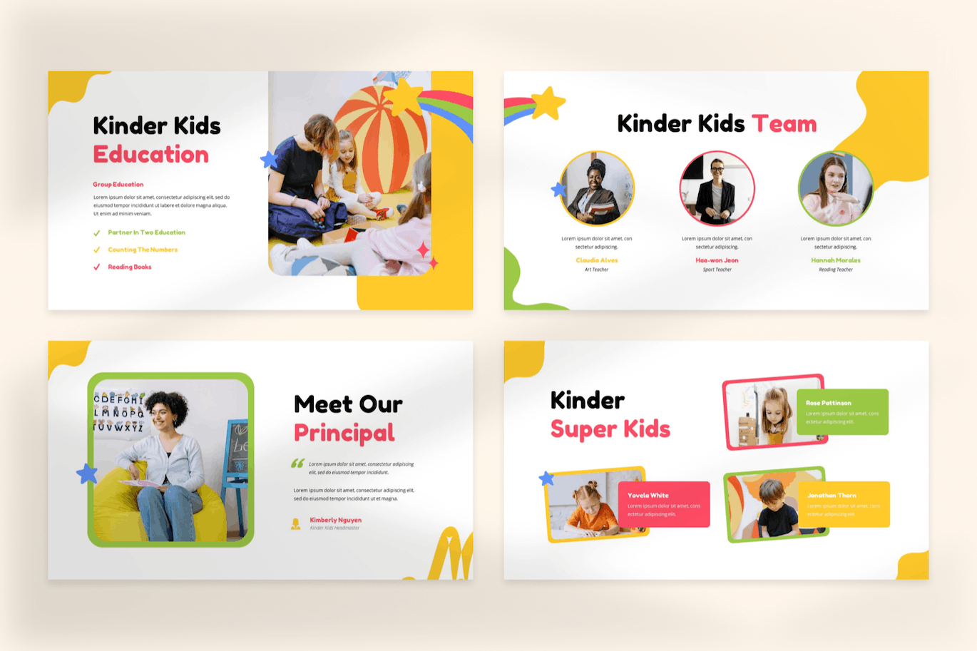 幼儿园和学前班PPT模板 Kinder Kids – Kindergarten & Preschool Powerpoint 幻灯图表 sucaiwan.com