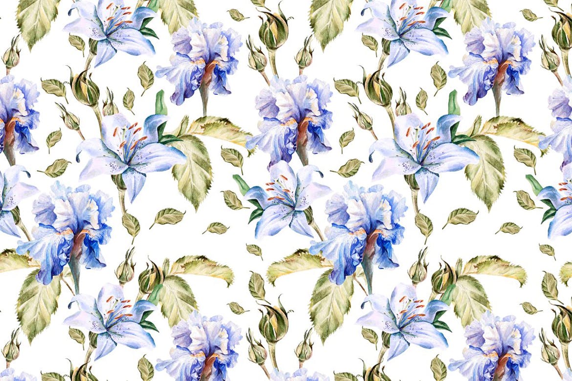 手绘设计水彩花朵图案素材 Hand Drawn Watercolor PATTERNS 图片素材 sucaiwan.com