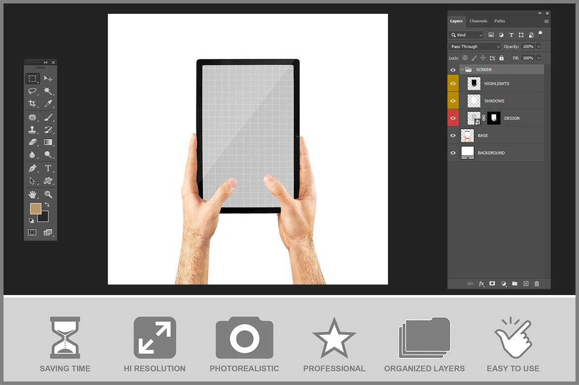 双手使用场景iPad平板电脑样机 Tablet Mockup in Hand Template 样机素材 sucaiwan.com