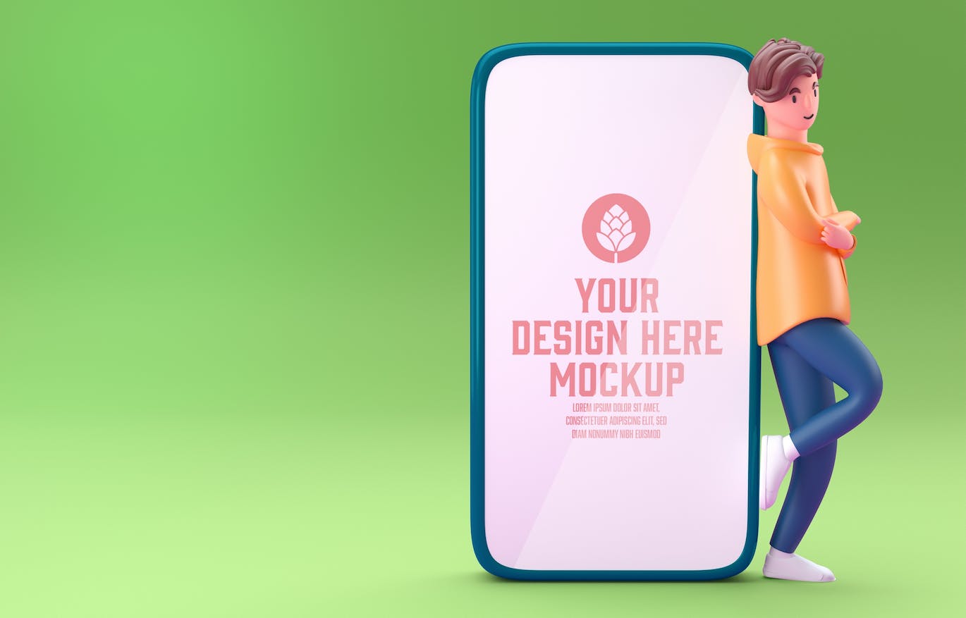 3D人物白板屏幕&手机样机图psd素材 Set People with white Board and Mobile Mockup 样机素材 sucaiwan.com