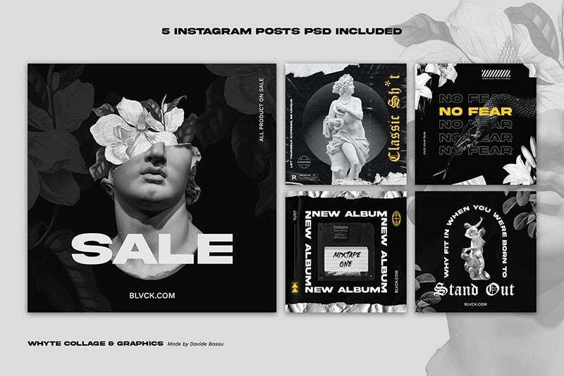 320+黑白雕塑艺术摆件拼贴手帐PNG免抠素材 图片素材 sucaiwan.com