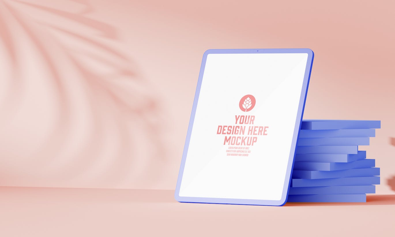 抽象背景苹果设备屏幕样机图psd素材 Abstract Background with Devices Mockup 样机素材 sucaiwan.com