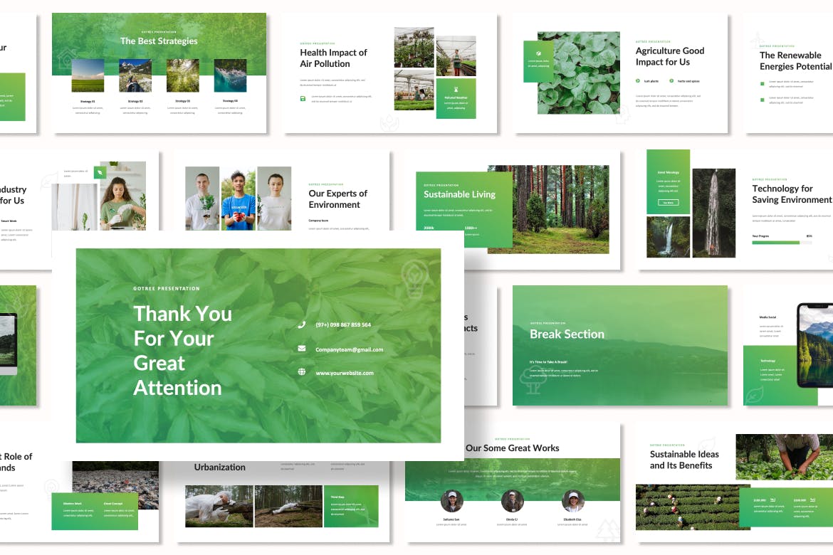绿色生态环境PPT幻灯片模板素材 Gotree – Environment Presentation PowerPoint 幻灯图表 sucaiwan.com