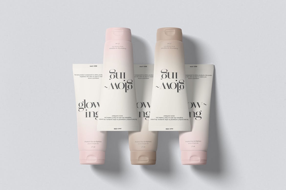 美容洗面奶软管包装样机图 Cosmetic Tube Mockup 样机素材 sucaiwan.com
