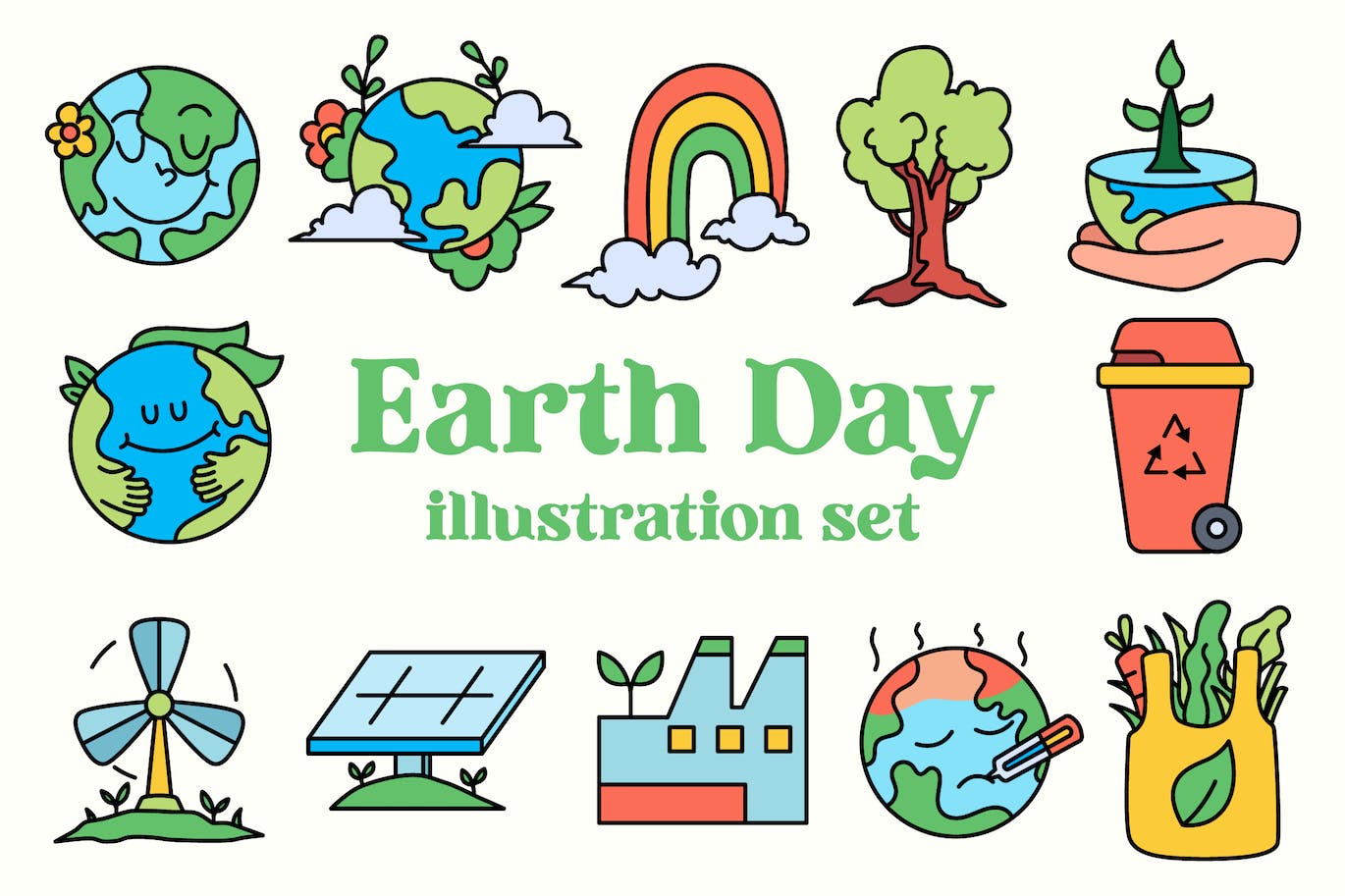 地球日矢量插画集 Earth Day Illustration Set 设计素材 sucaiwan.com