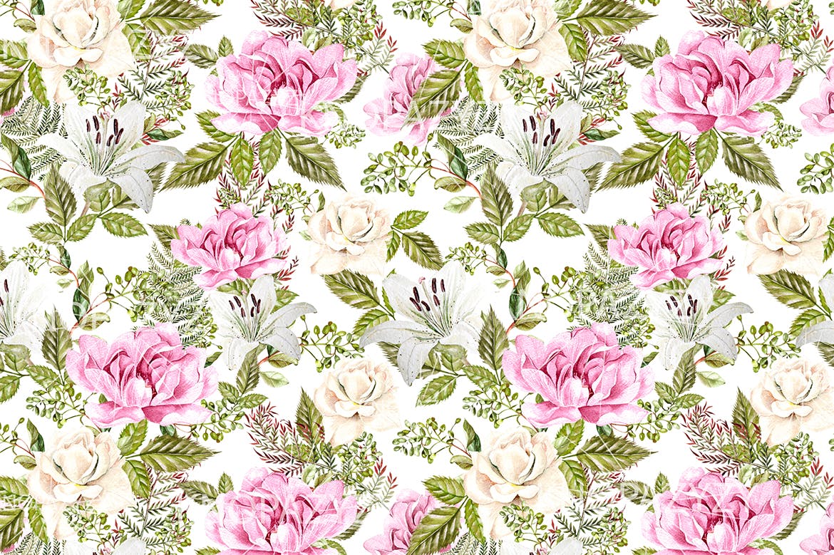16个水彩多彩花朵图案素材 16 Watercolor Pattern 图片素材 sucaiwan.com