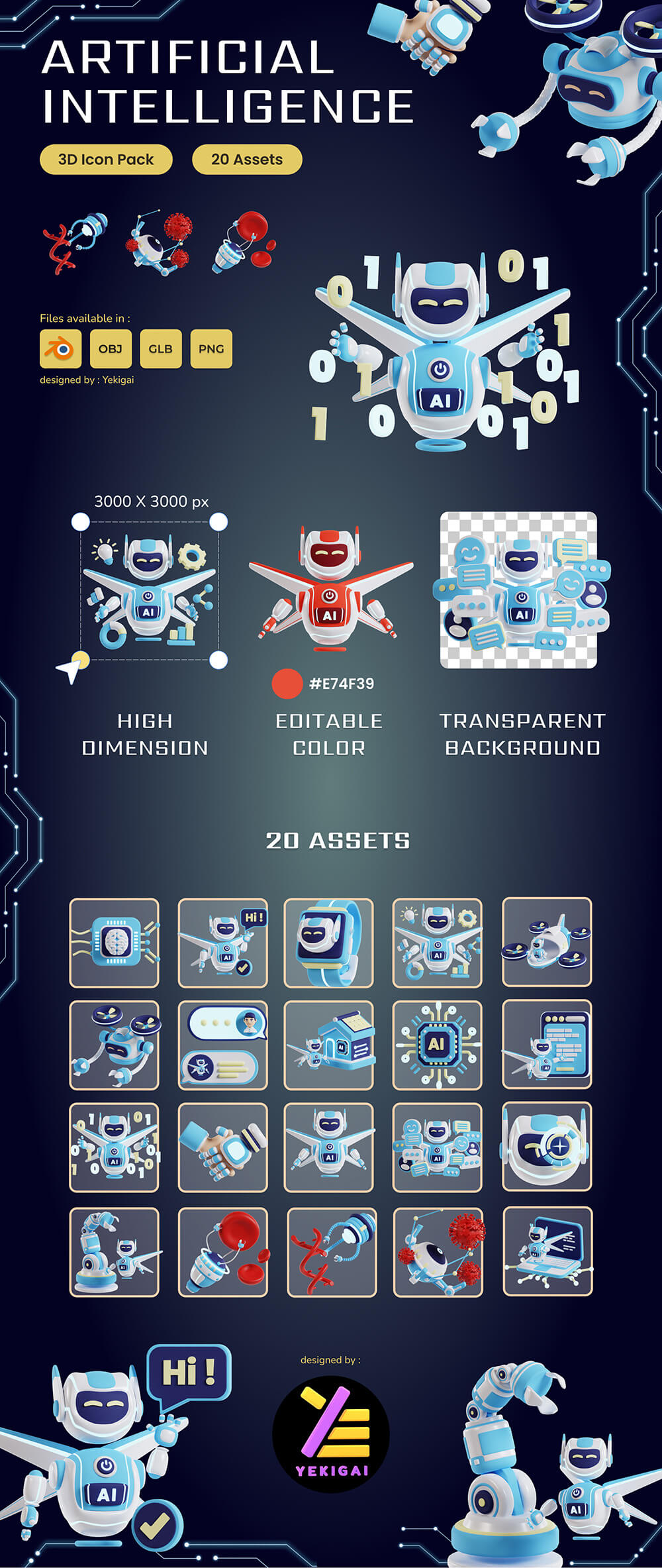 人工智能3D图标插画包 图标素材 sucaiwan.com