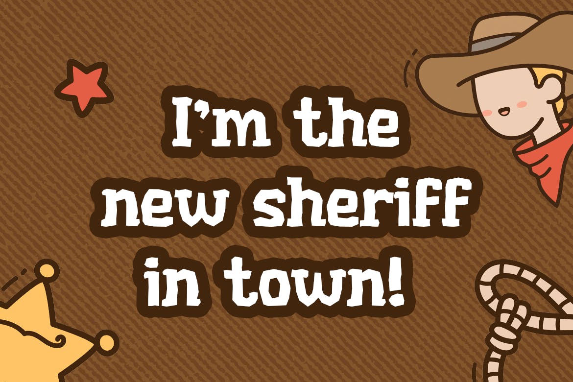 西部牛仔儿童卡通衬线字体素材 Deputy Jack – Western Kids Font 设计素材 sucaiwan.com