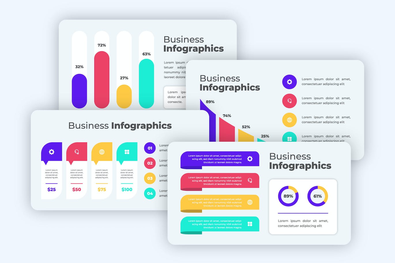 项目进展信息图表模板 Progress Infographics Template 幻灯图表 sucaiwan.com