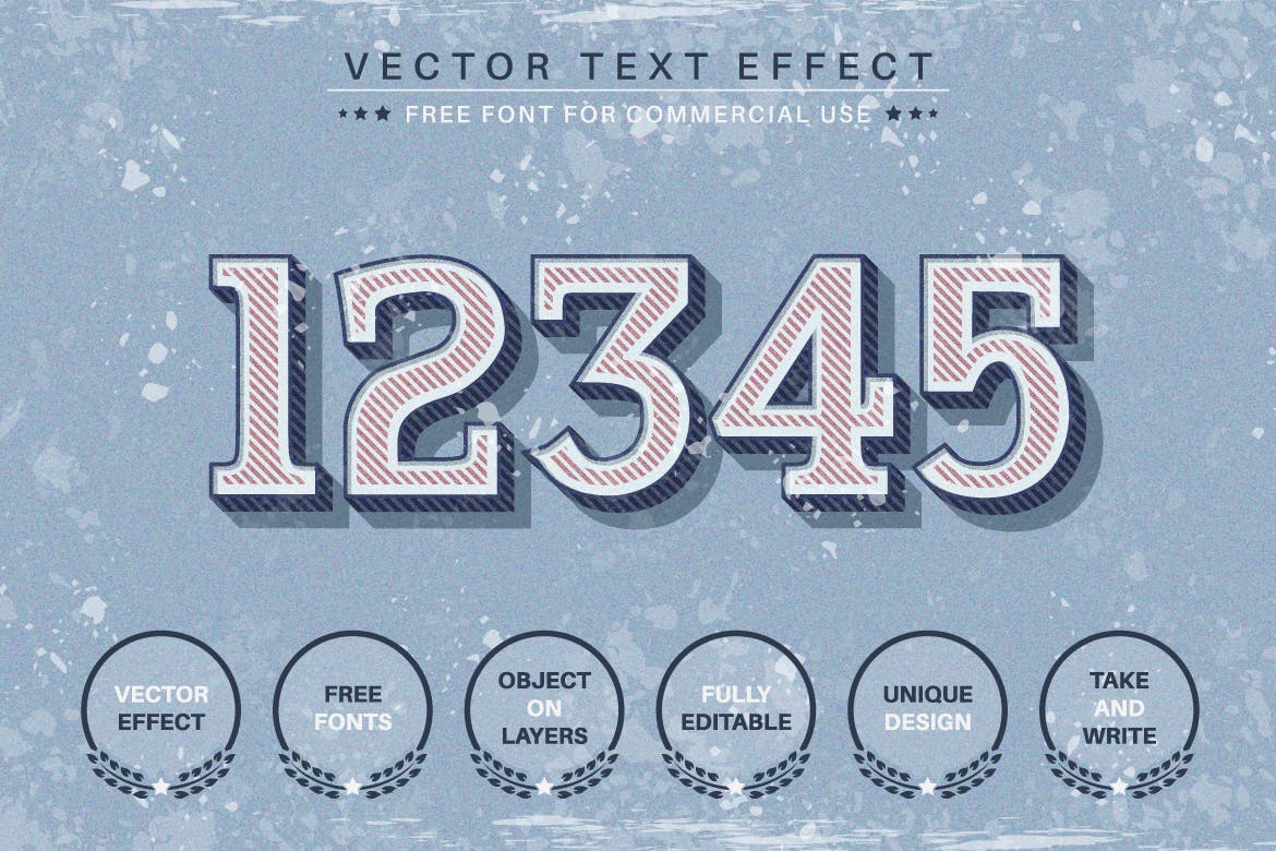 经典复古矢量文字效果字体样式 Classic Retro – Editable Text Effect, Font Style 插件预设 sucaiwan.com