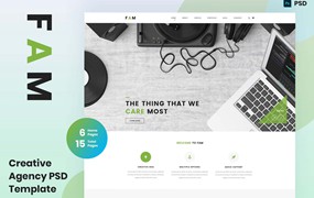 使用创意机构网站着陆页PSD模板 FAM – A Template For Creative Agency
