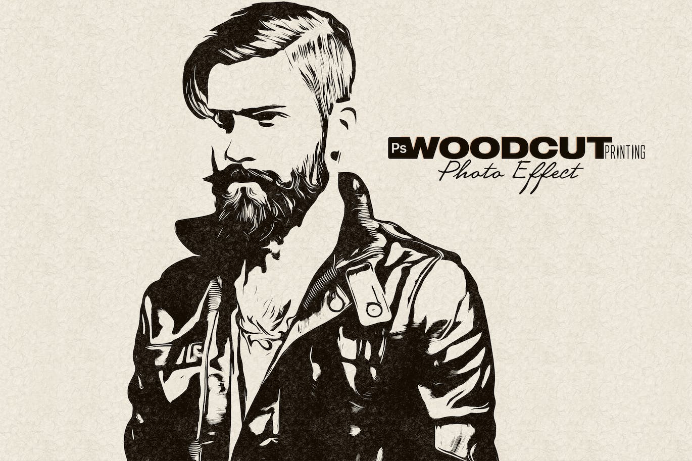 木刻印刷PS照片效果模板 Woodcut Printing Photoshop Effect 插件预设 sucaiwan.com