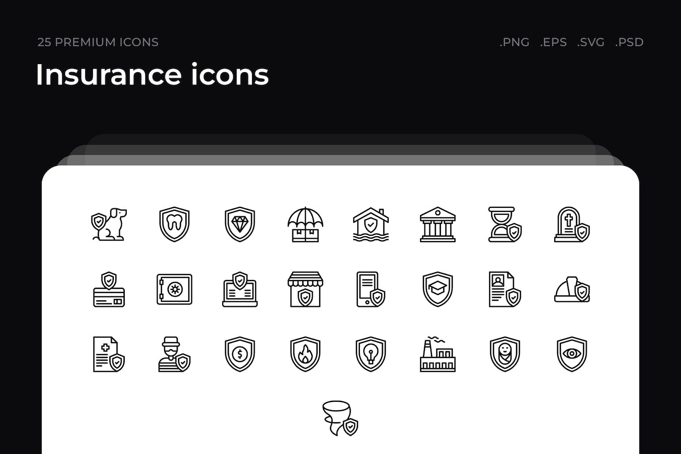 25枚保险主题简约线条矢量图标 Insurance icons 图标素材 sucaiwan.com