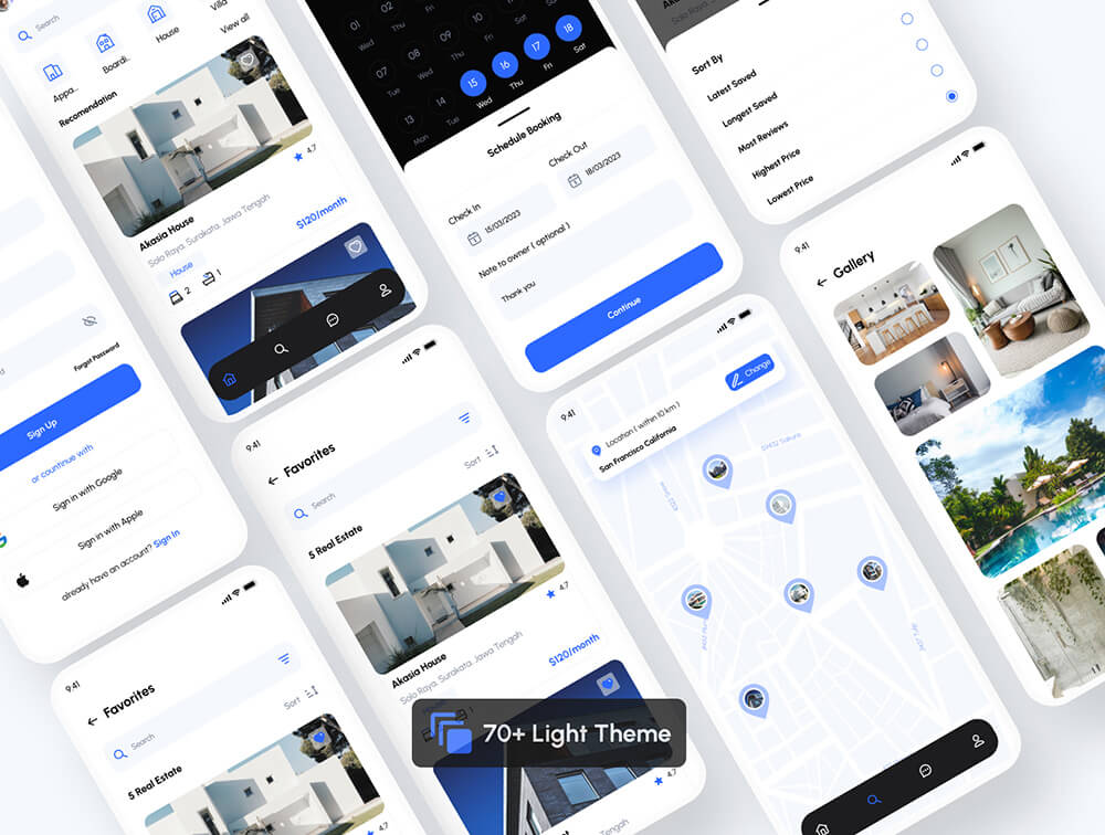 高级和高质量的房地产应用程序UI套件 APP UI sucaiwan.com