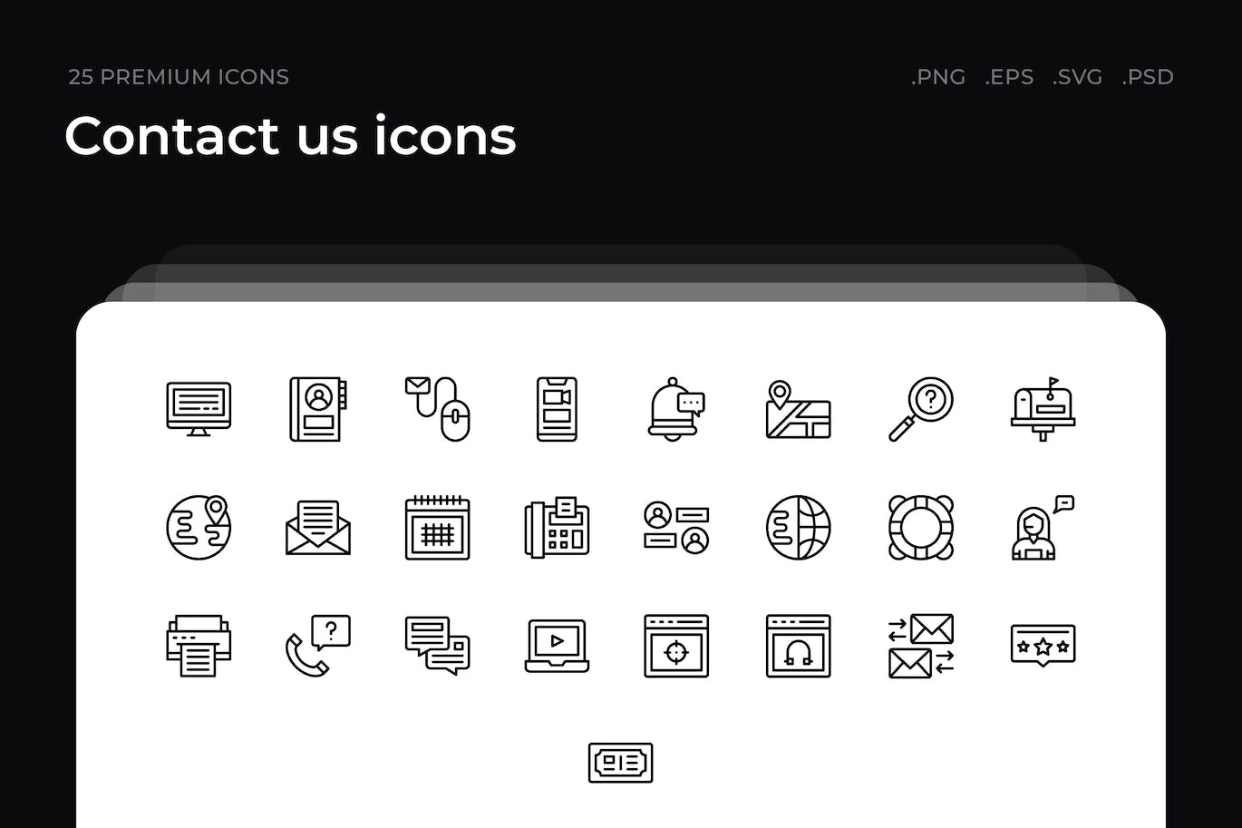 25枚联系我们主题简约线条矢量图标 Contact us icons 图标素材 sucaiwan.com