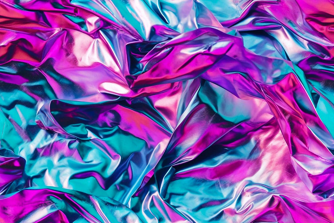 3D全息彩虹皱褶铝箔无缝背景 Iridescent Crumpled Foil Seamless Backgrounds 图片素材 sucaiwan.com