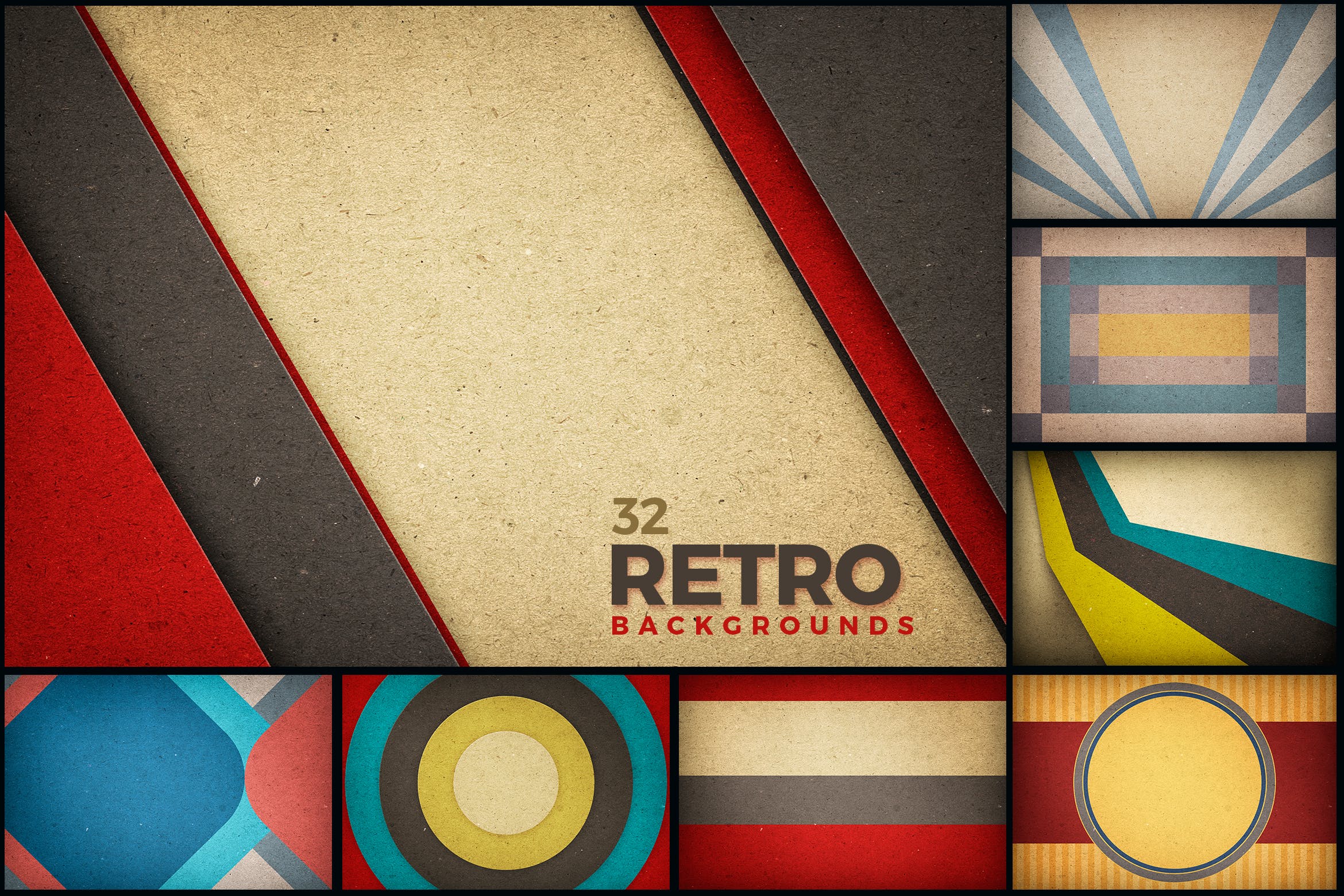 复古几何形状纸纹背景素材 Retro Backgrounds 图片素材 sucaiwan.com