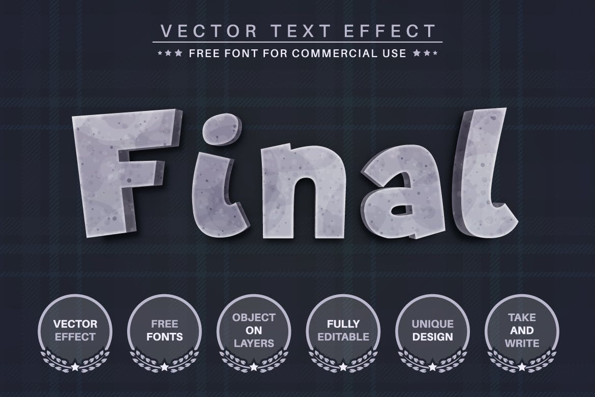 石材纹理矢量文字效果字体样式 Stone Texture – Editable Text Effect, Font Style 插件预设 sucaiwan.com