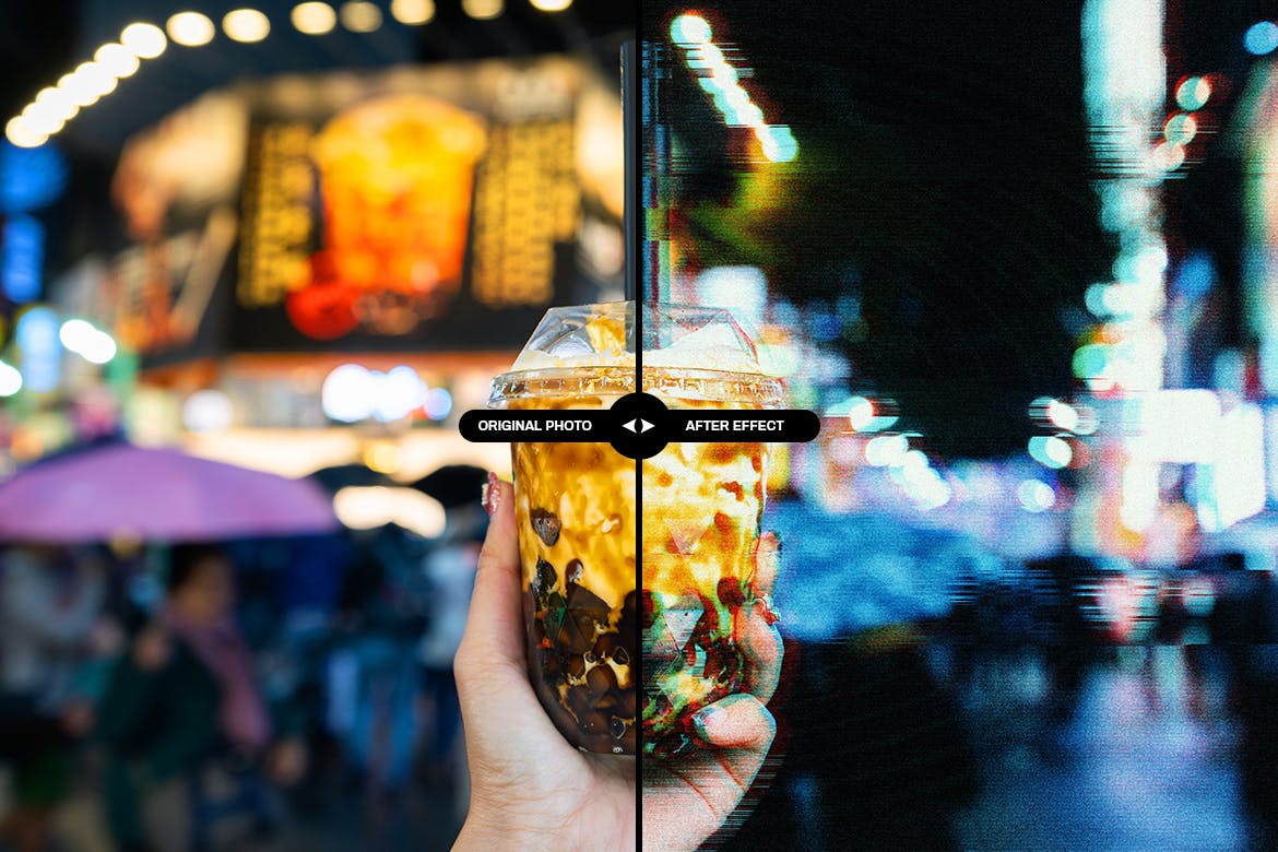 畸变故障失真PS照片效果模板 Glitch Distortion Photoshop Effect 插件预设 sucaiwan.com