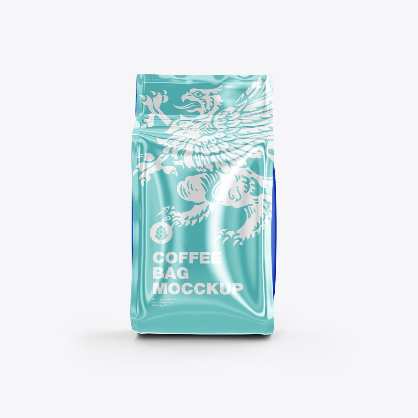 光滑的塑料纸咖啡袋包装设计样机图 Set Glossy Plastic Paper Coffee Bag Mockup 样机素材 sucaiwan.com