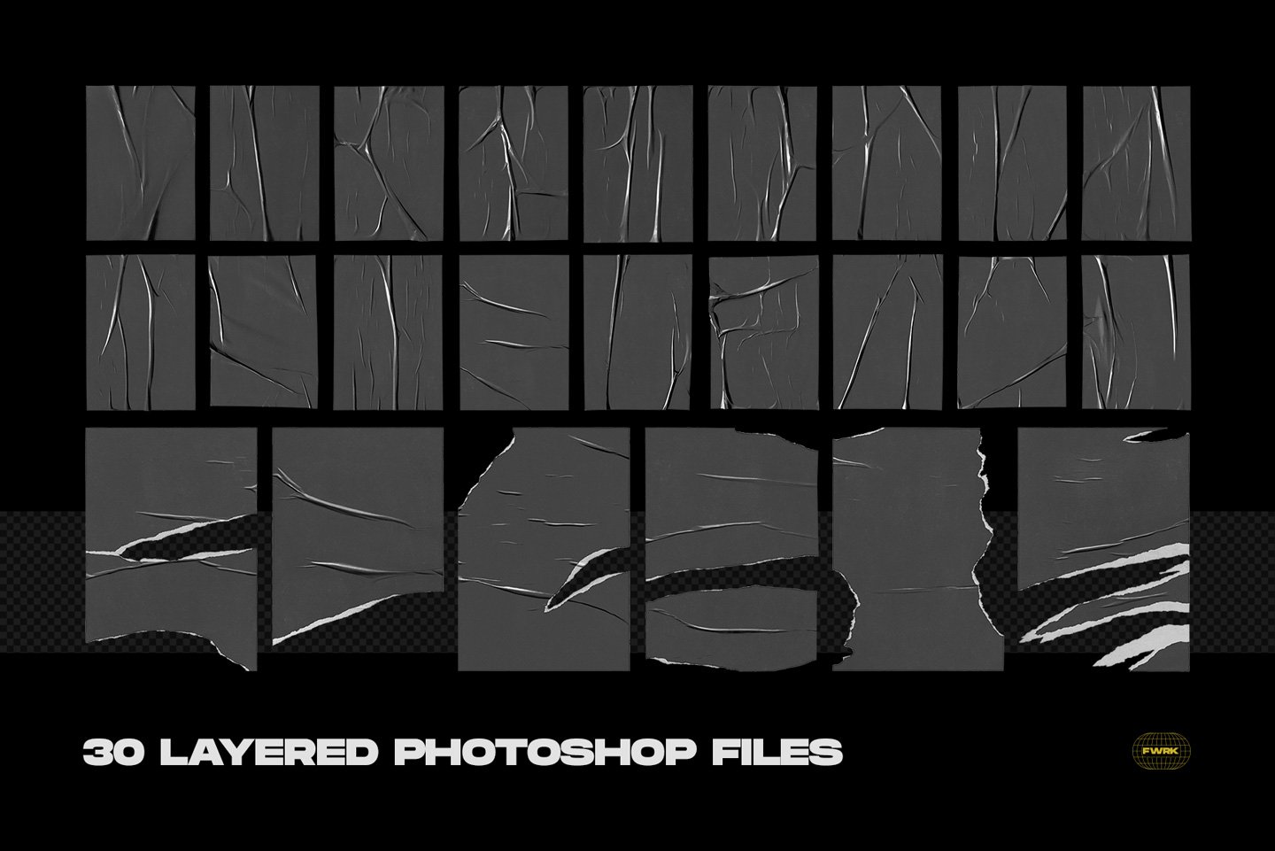 Flyerwrk 高分辨率垃圾摇滚风格手工裁剪撕纸海报纹理PSD模板 图片素材 sucaiwan.com