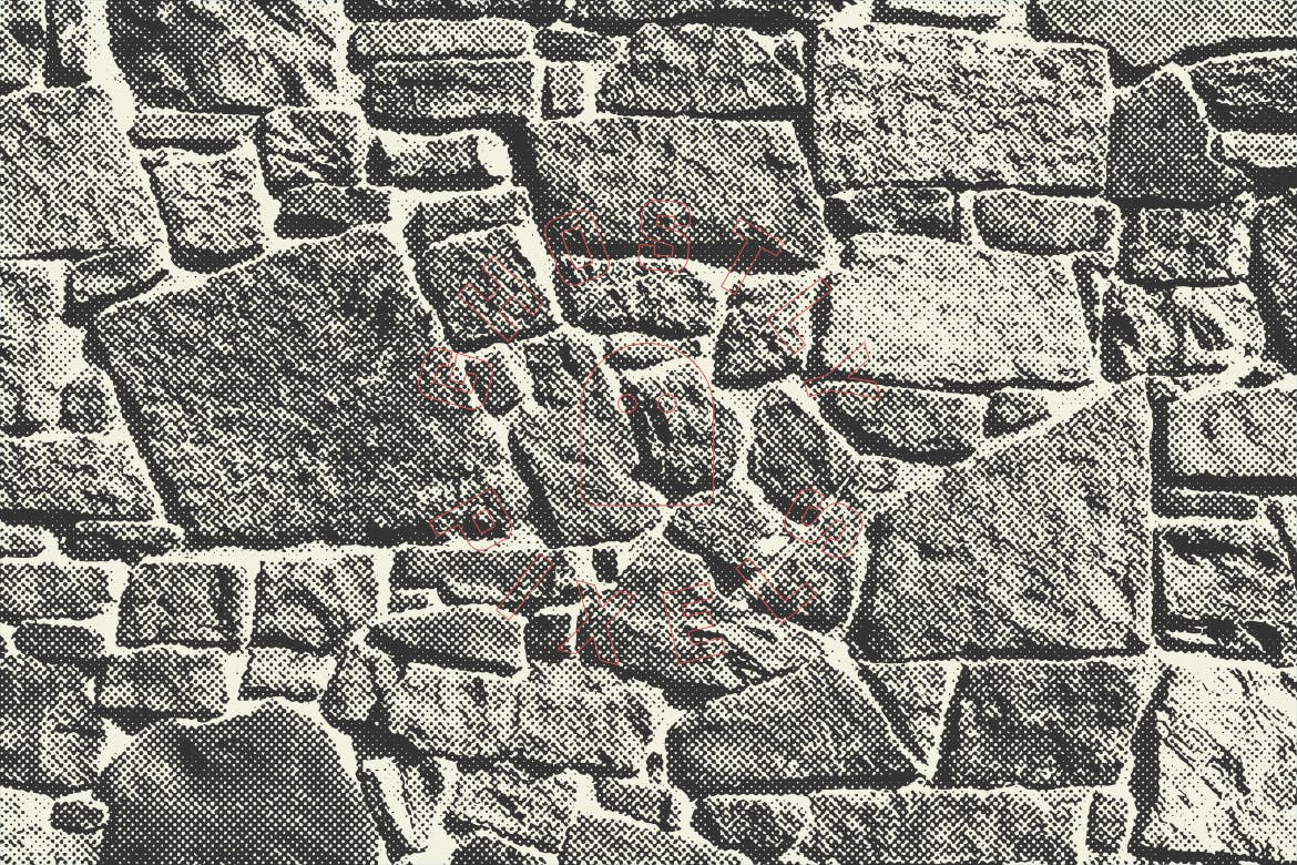 半色调砖墙&石墙纹理 Halftone Brick & Stone Wall Textures 图片素材 sucaiwan.com