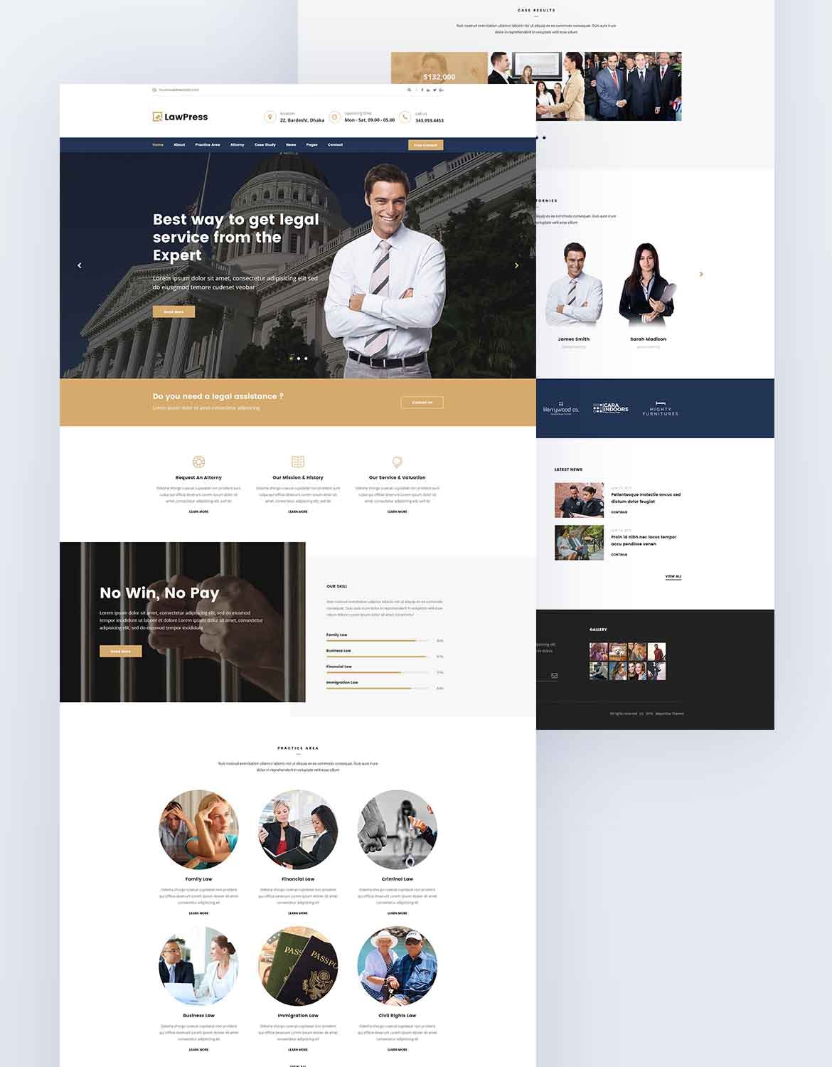 法律/法律机构网站着陆页PSD模板 LawPress – Law, Law Agency Website PSD Template APP UI sucaiwan.com