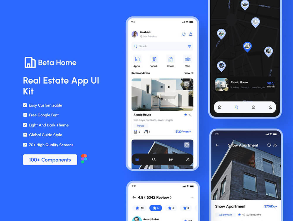高级和高质量的房地产应用程序UI套件 APP UI sucaiwan.com