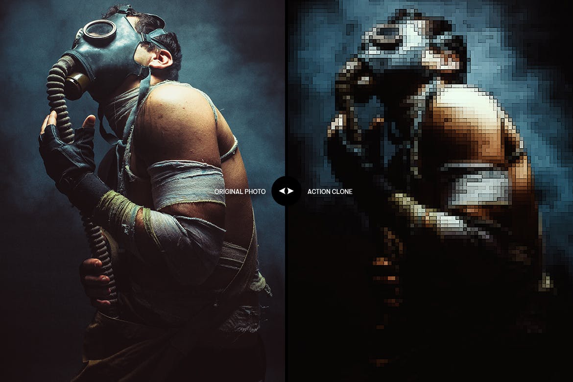 复古像素效果照片处理PS动作 Retro Pixel Photoshop Action 插件预设 sucaiwan.com