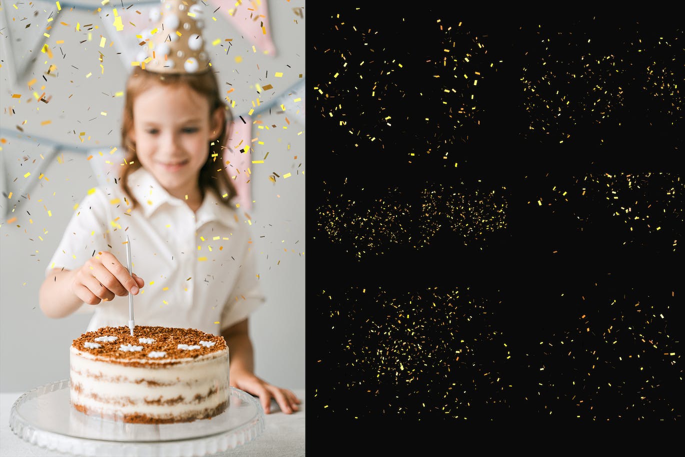 15个金色五彩纸屑照片叠层素材 15 Golden Confetti For Overlay 图片素材 sucaiwan.com