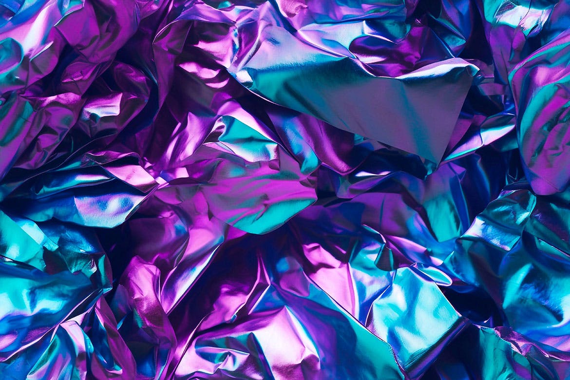 3D全息彩虹皱褶铝箔无缝背景 Iridescent Crumpled Foil Seamless Backgrounds 图片素材 sucaiwan.com