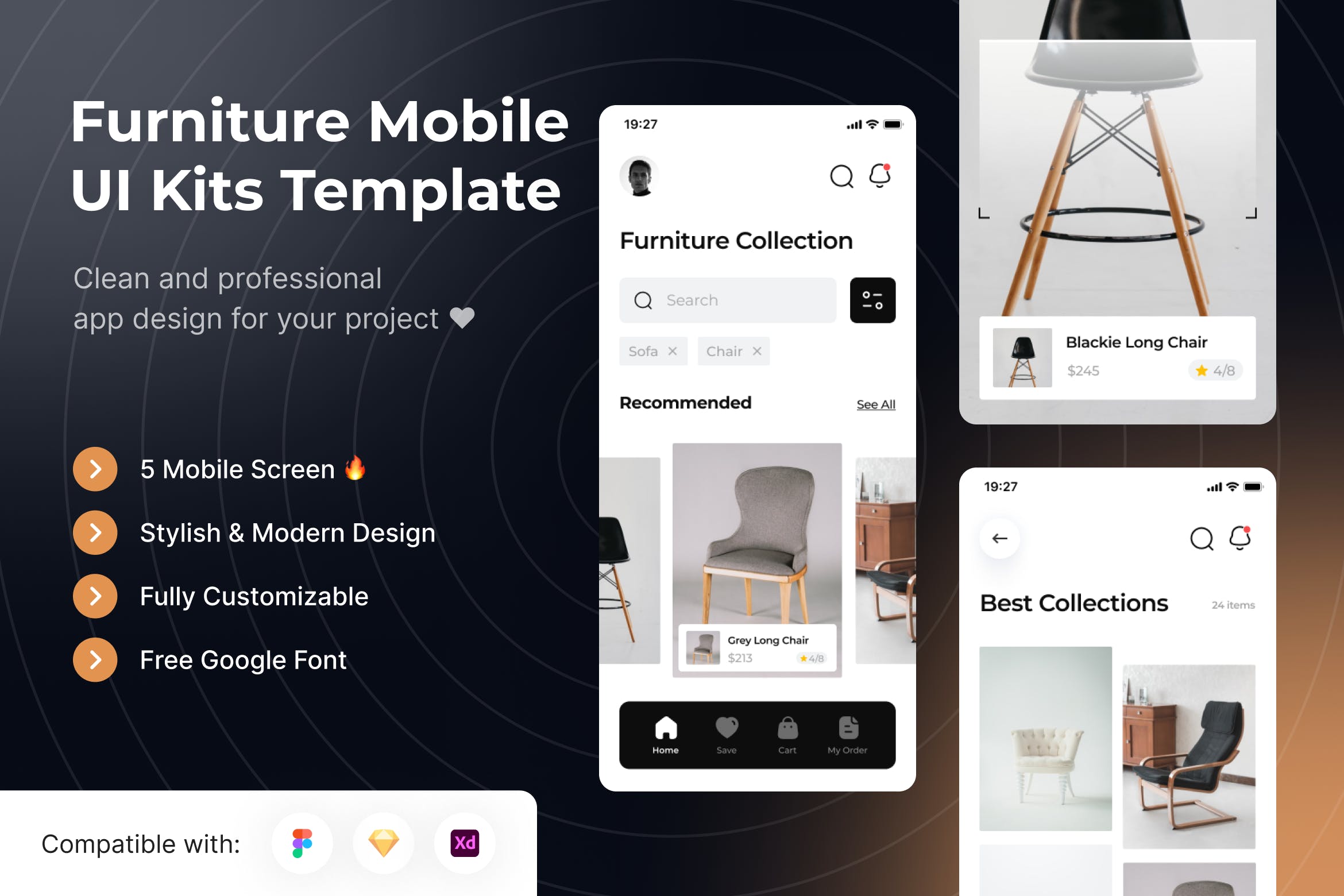 家具App移动应用UI套件模板 Furniture Mobile App UI Kits Template APP UI sucaiwan.com