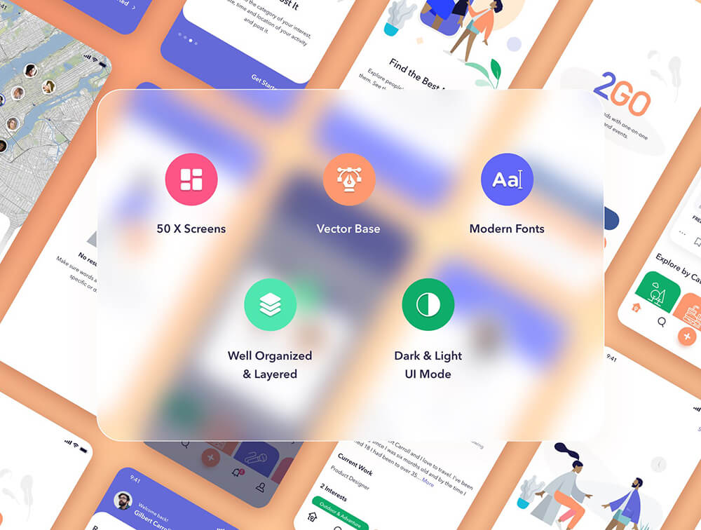 社交交友应用程序UI套件 APP UI sucaiwan.com