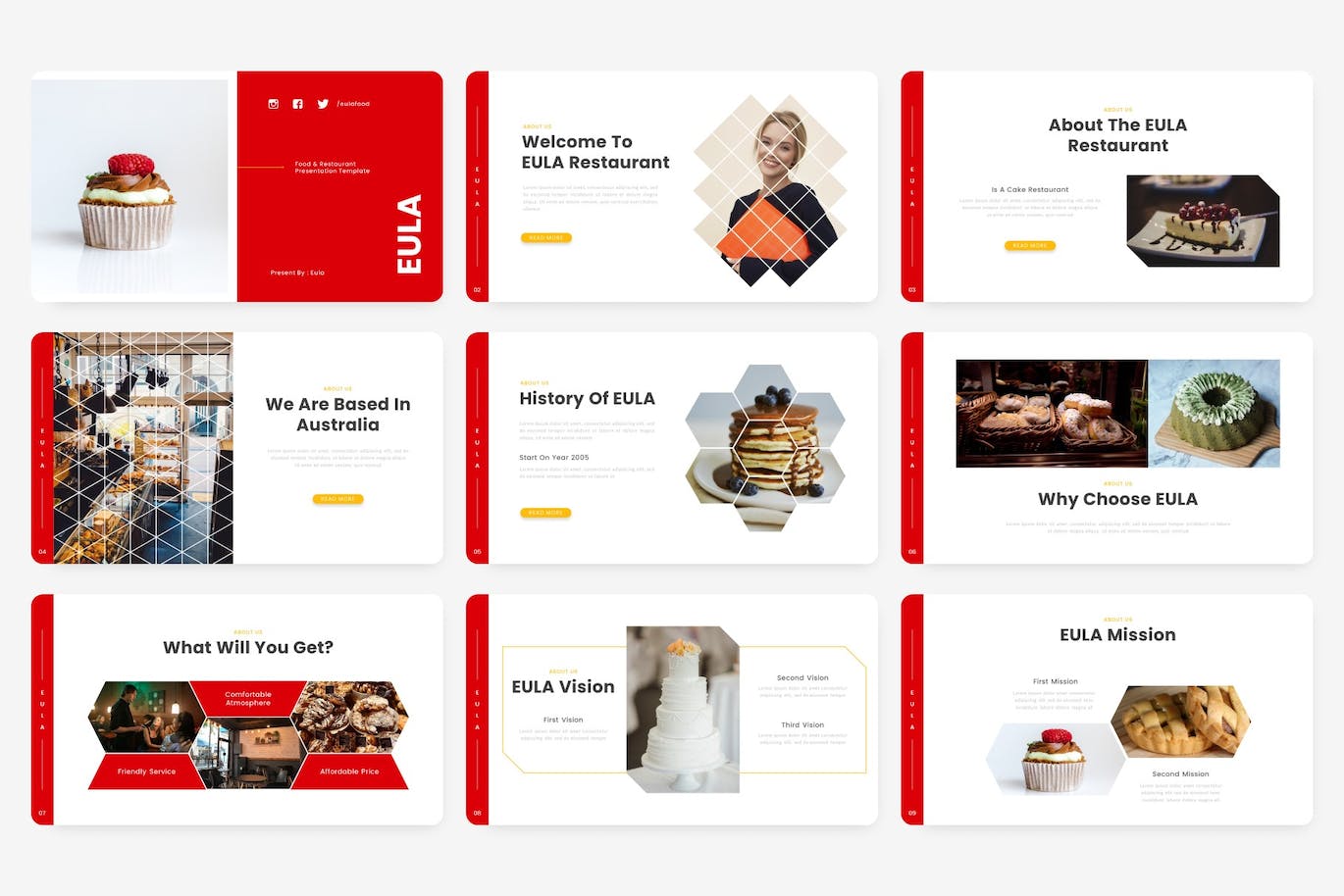 食品和餐厅Powerpoint模板 Eula – Food and Restaurant PowerPoint Template 幻灯图表 sucaiwan.com