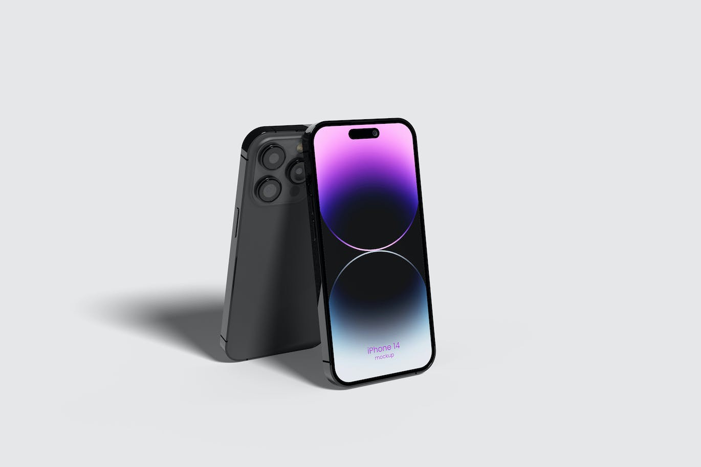 背靠摆放iPhone 14 Pro手机样机图 iPhone 14 Pro Mockup 样机素材 sucaiwan.com