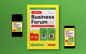 黄色现代商业海报设计模板 Yellow Modern Business Flyer Set