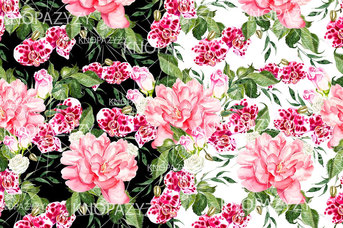 手绘水彩花卉叶子图案素材 Hand Drawn Watercolor 14 PATTERNS 图片素材 sucaiwan.com