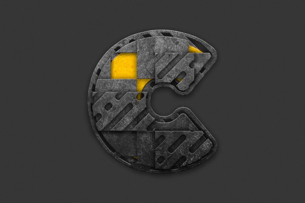金属工业元素文本效果处理PS动作 Industrial Layer and Text Effect Photoshop Action 插件预设 sucaiwan.com
