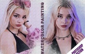 水彩绘画照片效果PS动作 Watercolor Painting Photoshop Action