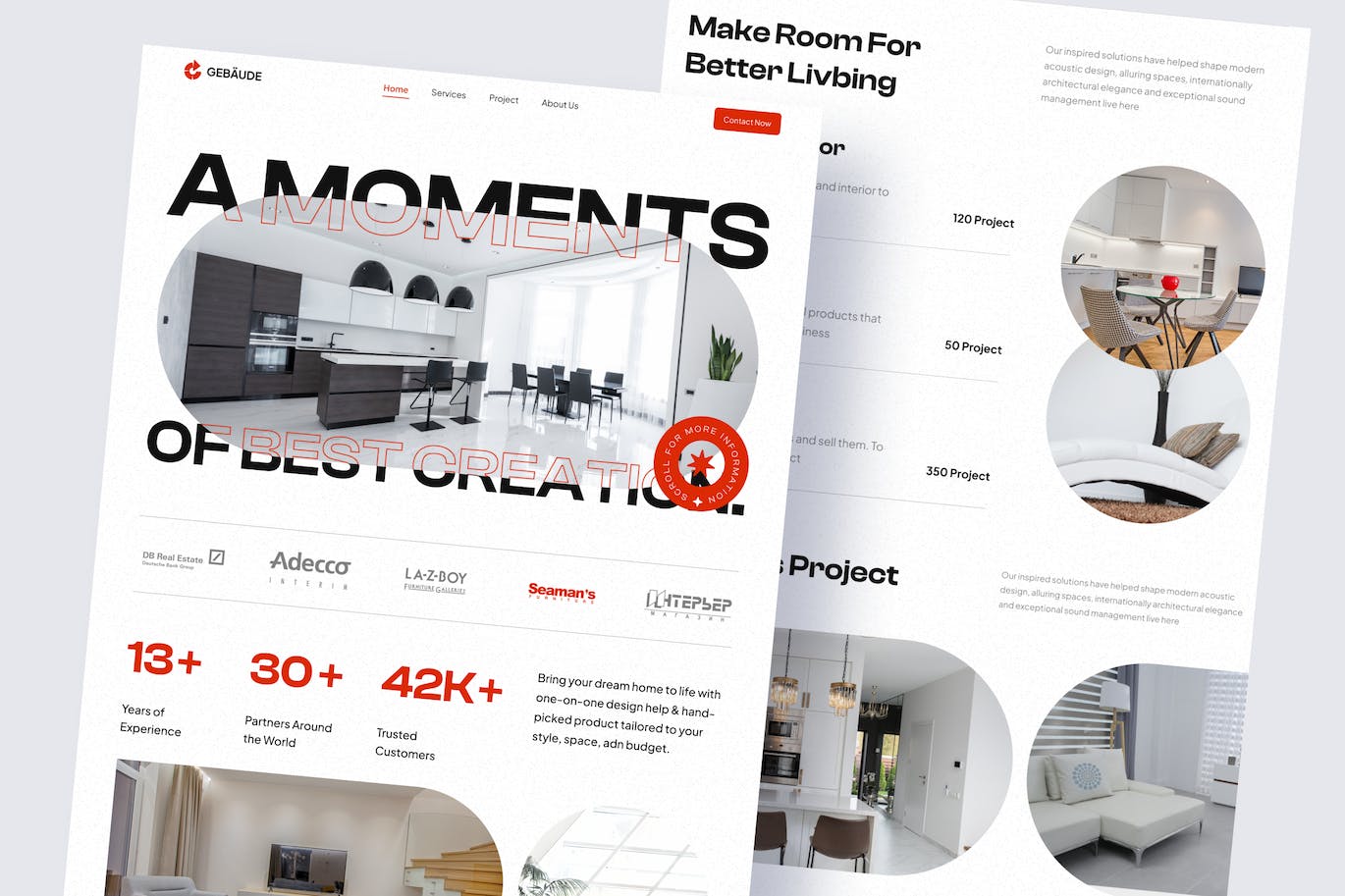 室内家具网站着陆页fig模板 Gebaude – Interior Landing Page APP UI sucaiwan.com