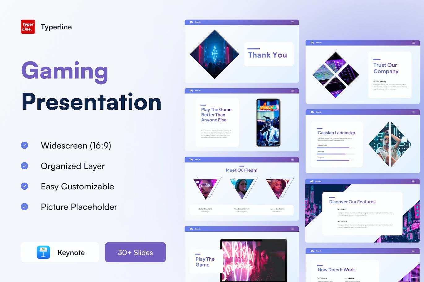 电子竞技游戏演示文稿Keynote模板 Gaming Keynote Presentation 幻灯图表 sucaiwan.com