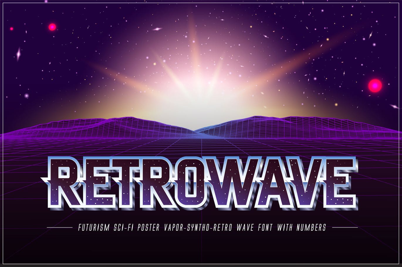 复古合成波海报装饰字体 Retrowave – Retro Wave Poster Font 设计素材 sucaiwan.com