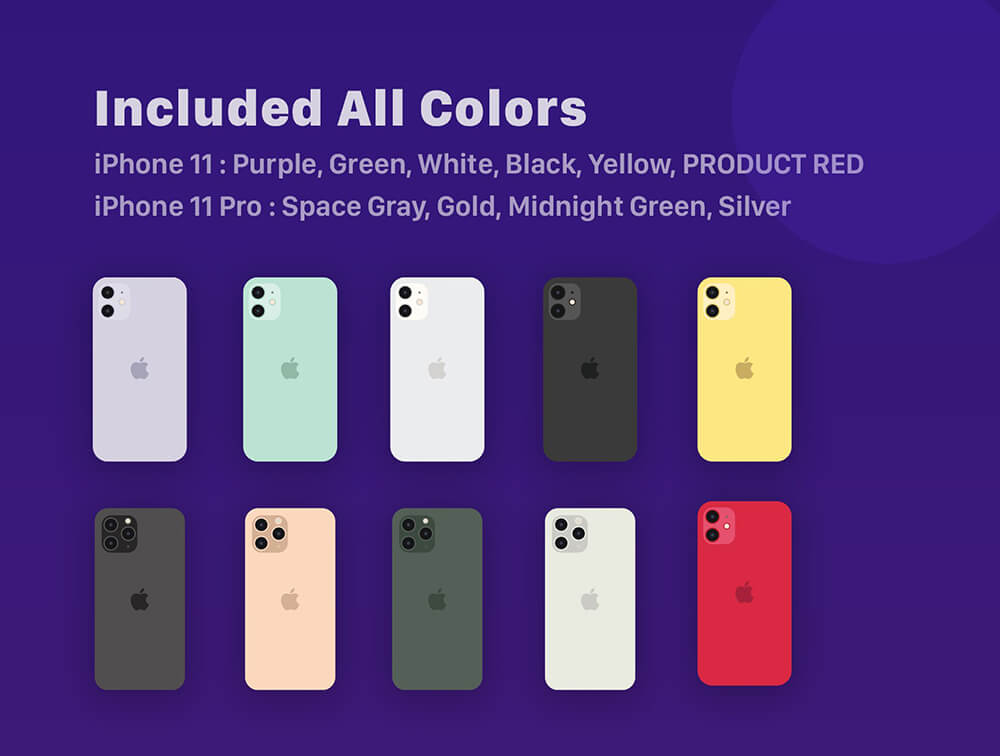 极简平面 iPhone 11 & 11 Pro矢量插画集 图片素材 sucaiwan.com