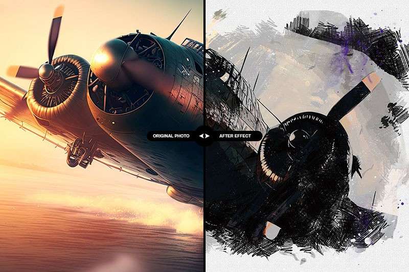 速写彩铅画效果PS图层样式 插件预设 sucaiwan.com