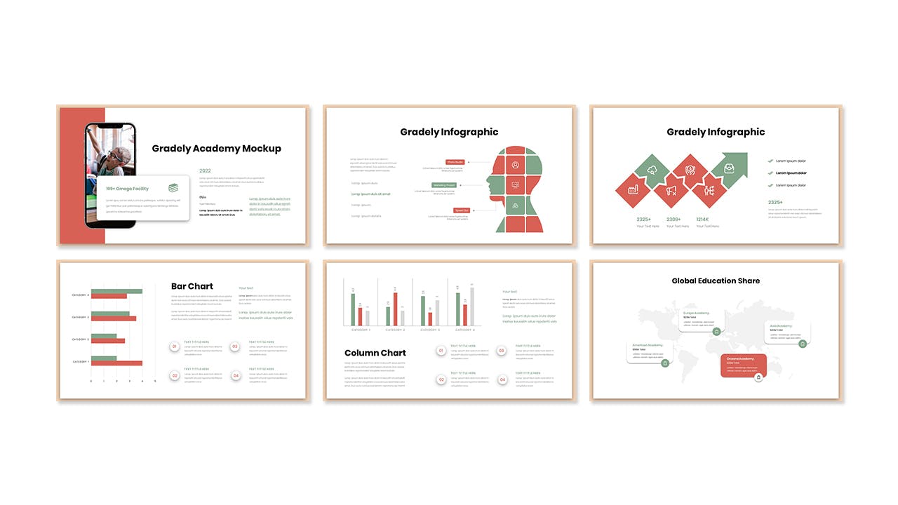 课堂教育PPT幻灯片模板下载 Gradely Education Presentation PowerPoint Template 幻灯图表 sucaiwan.com