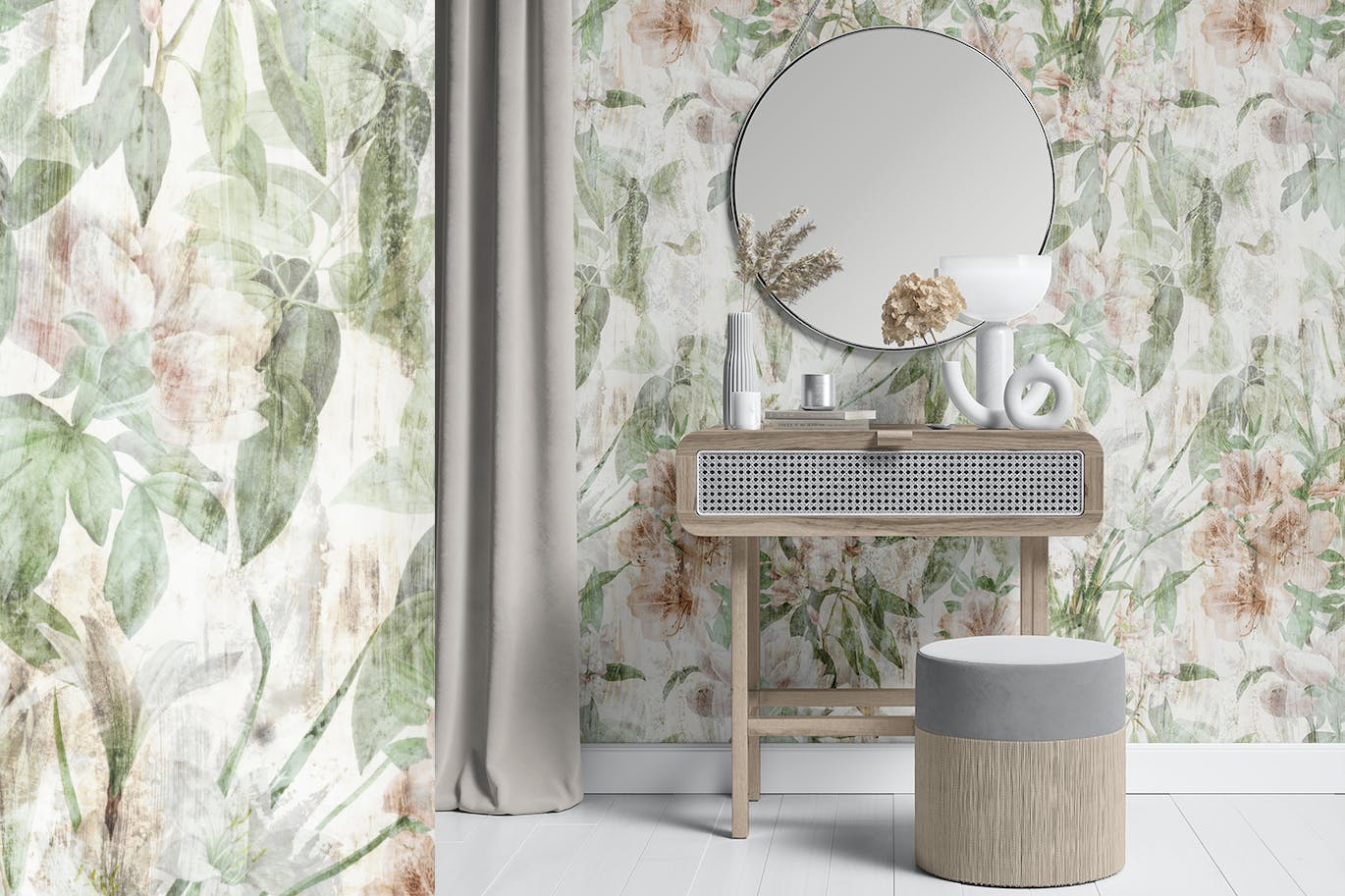 4个复古花卉枝叶背景壁纸 4 Antiqued Wallpapers 图片素材 sucaiwan.com