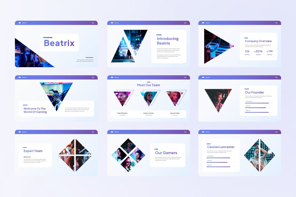 电子竞技游戏演示文稿Keynote模板 Gaming Keynote Presentation 幻灯图表 sucaiwan.com