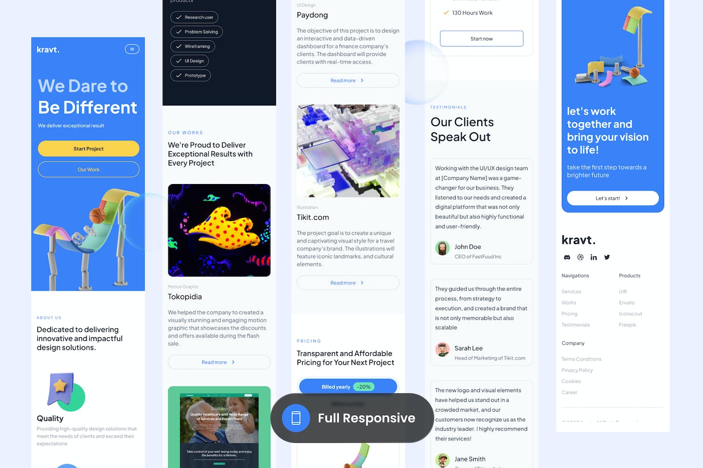 工作室代理网站着陆页设计模板 Kravt – Studio Agency Landing Page APP UI sucaiwan.com