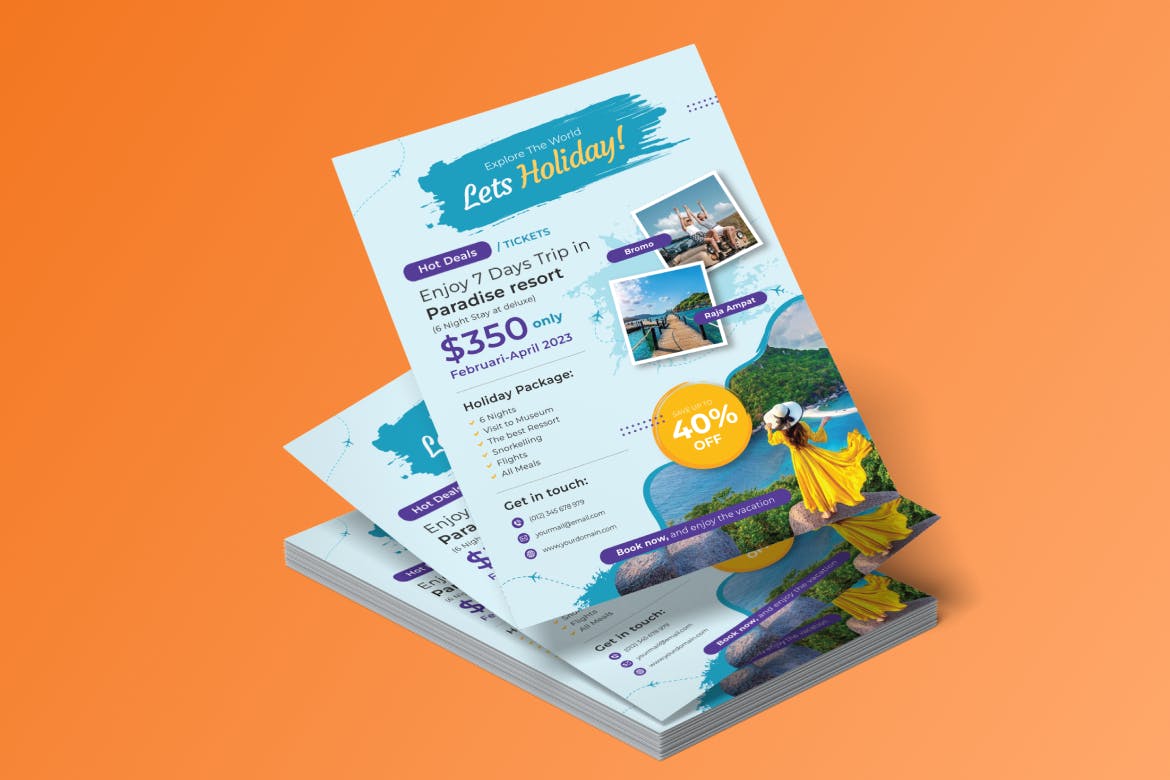 旅行社传单AI&EPS矢量模板 Travel Agency Flyer Ai & EPS Template 设计素材 sucaiwan.com