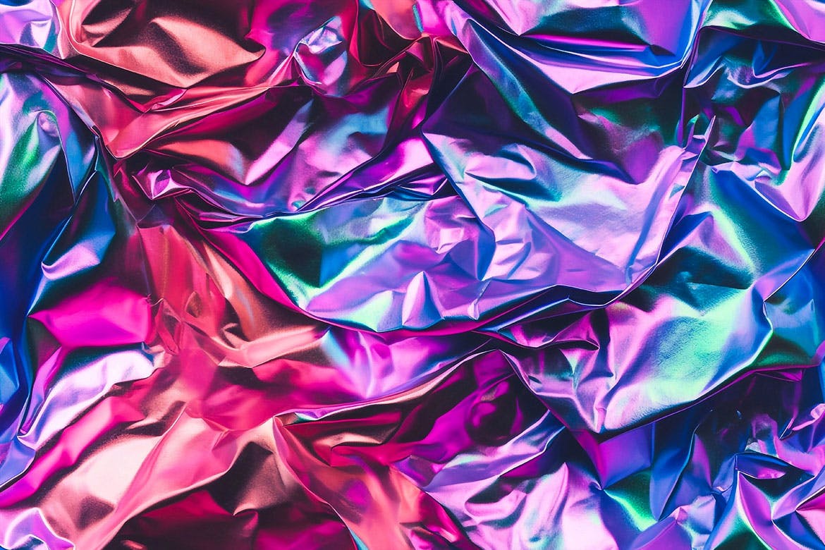 3D全息彩虹皱褶铝箔无缝背景 Iridescent Crumpled Foil Seamless Backgrounds 图片素材 sucaiwan.com